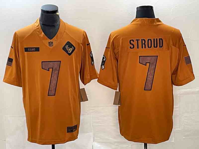 Men's Houston Texans #7 C.J. Stroud 2023 Brown Salute To Service Limited Stitched Jersey