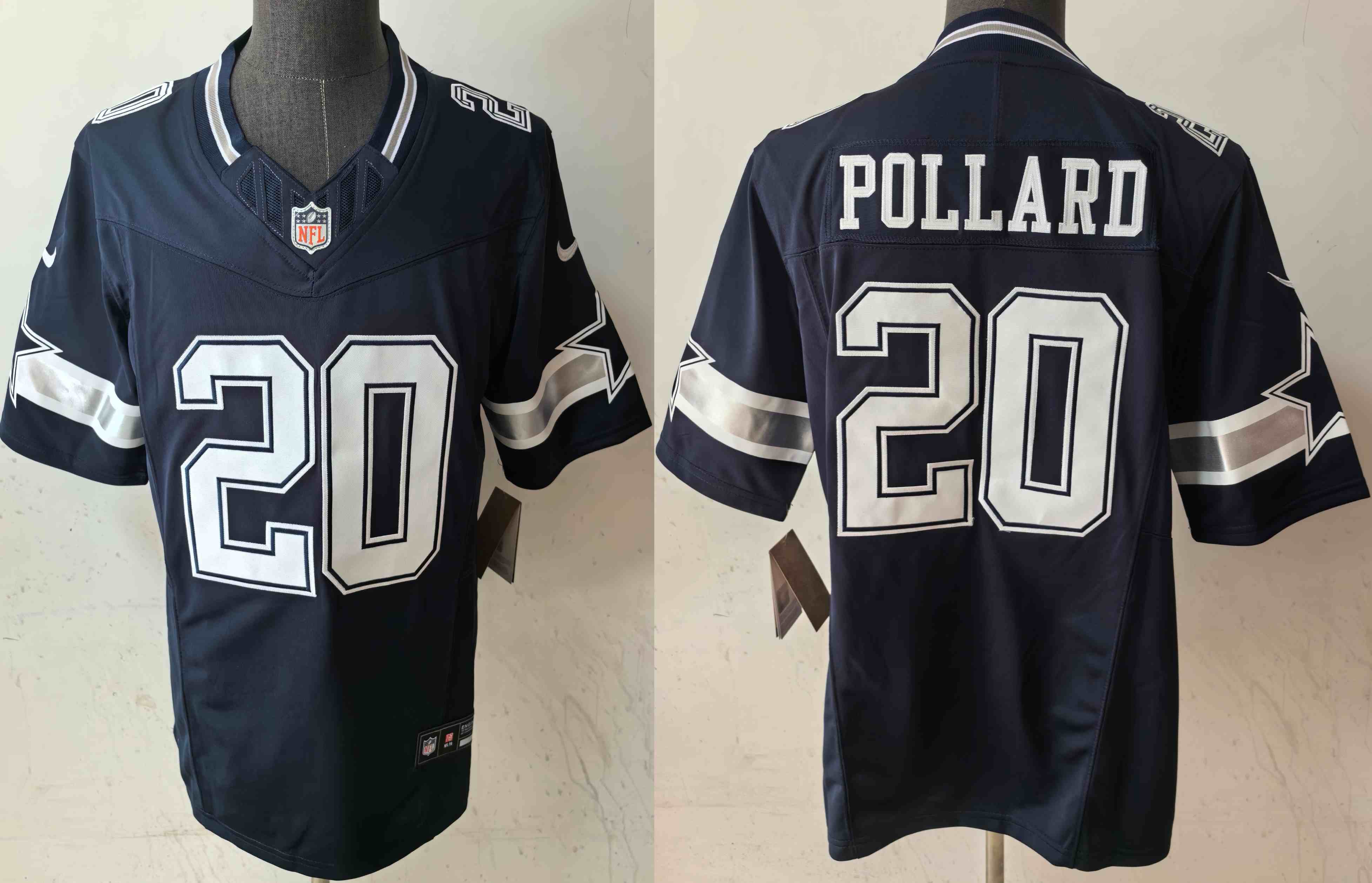 Men's Dallas Cowboys #20 Tony Pollard Navy  2023 F.U.S.E. Limited Stitched Football Jersey