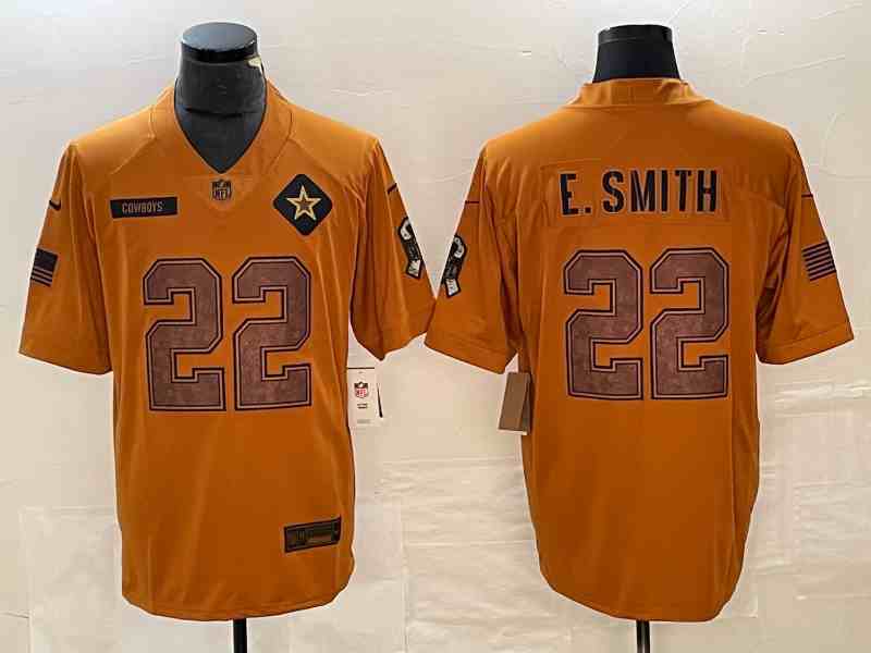 Men's Dallas Cowboys #22 Emmitt Smith  2023 Brown Salute To Service Limited Football Stitched Jersey