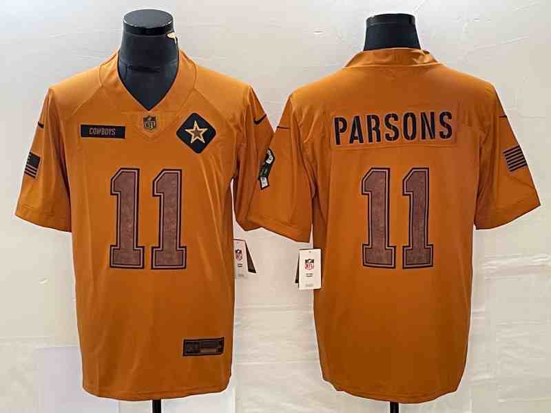 Men's Dallas Cowboys #11 Micah Parsons 2023 Brown Salute To Service Limited Football Stitched Jersey