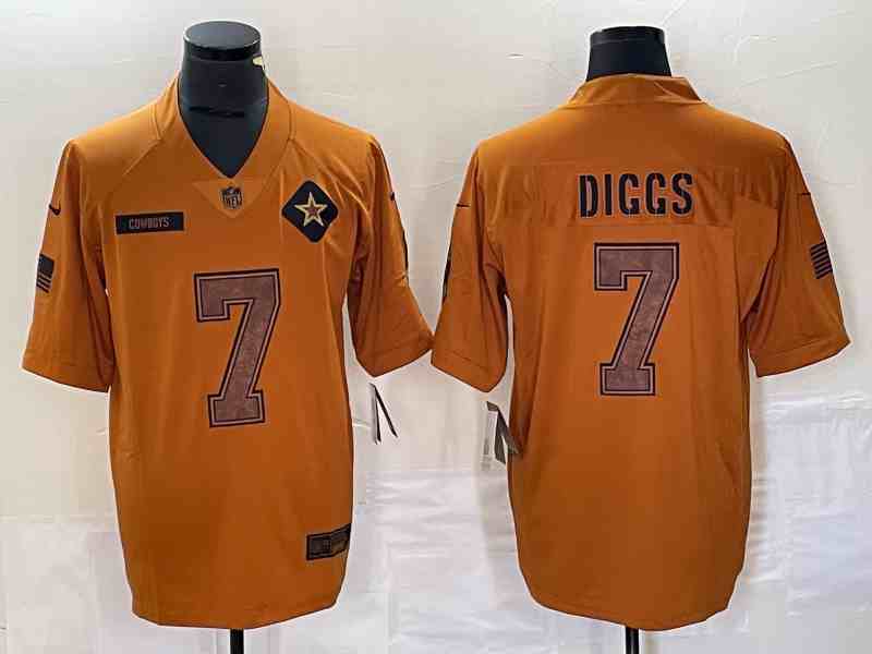 Men's Dallas Cowboys #7 Trevon Diggs 2023 Brown Salute To Service Limited Football Stitched Jersey