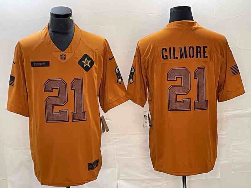 Men's Dallas Cowboys #21 Stephon Gilmore  2023 Brown Salute To Service Limited Football Stitched Jersey