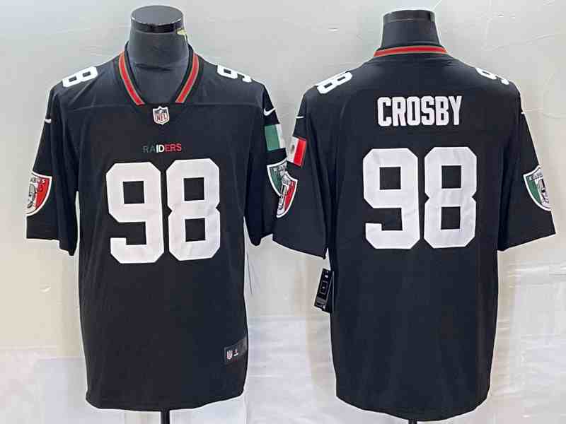 Men's Las Vegas Raiders #98 Maxx Crosby Black Mexico Vapor Limited Stitched Football Jersey