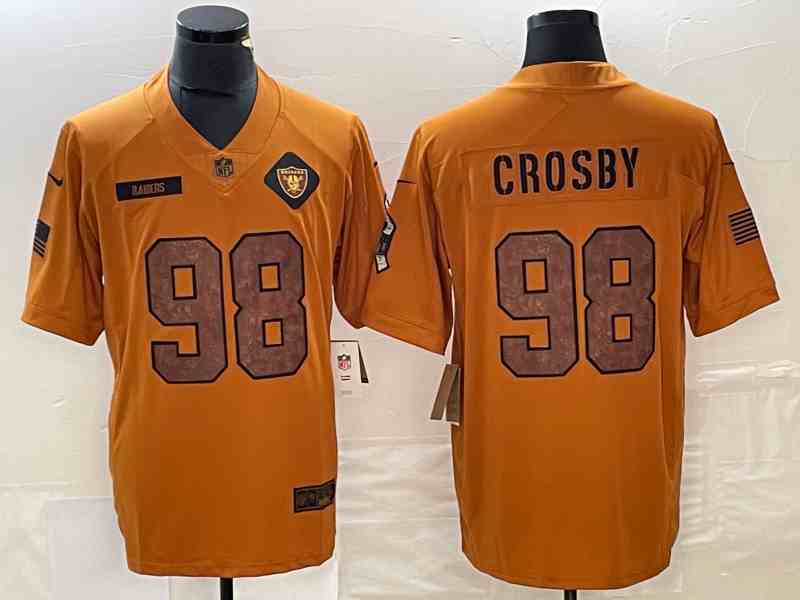 Men's Las Vegas Raiders #98 Maxx Crosby 2023 Brown Salute To Service Limited Stitched Football Jersey