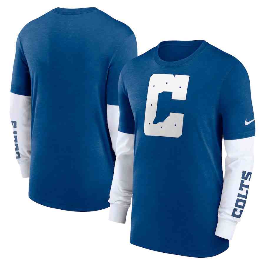 Men's Indianapolis Colts Heather Blue Slub Fashion Long Sleeve T-Shirt