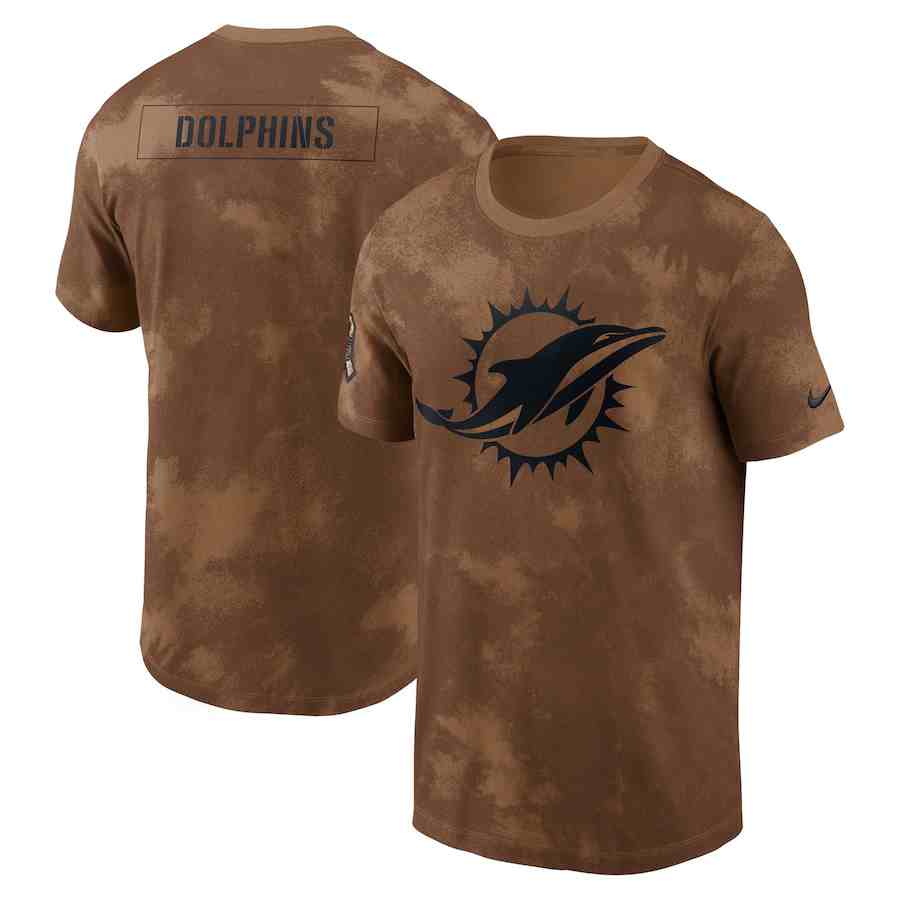 Men's Miami Dolphins 2023 Brown Salute To Service Sideline T-Shirt