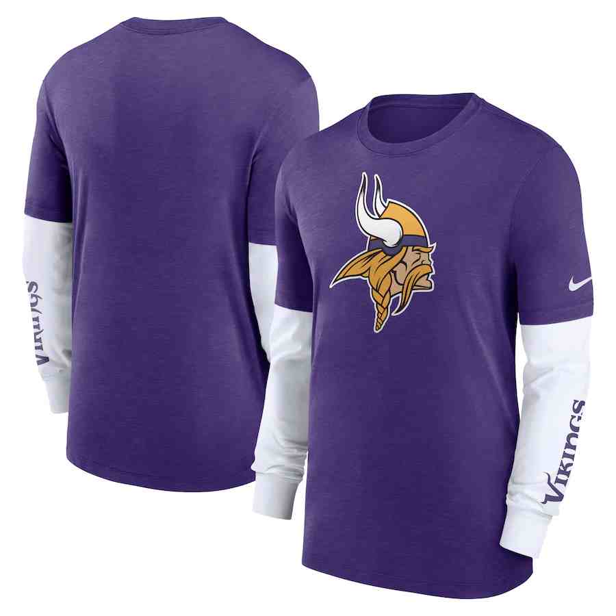 Men's Minnesota Vikings Heather Purple Slub Fashion Long Sleeve T-Shirt