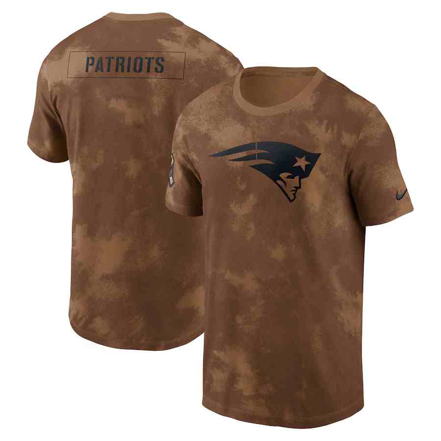 Men's New England Patriots 2023 Brown Salute To Service Sideline T-Shirt