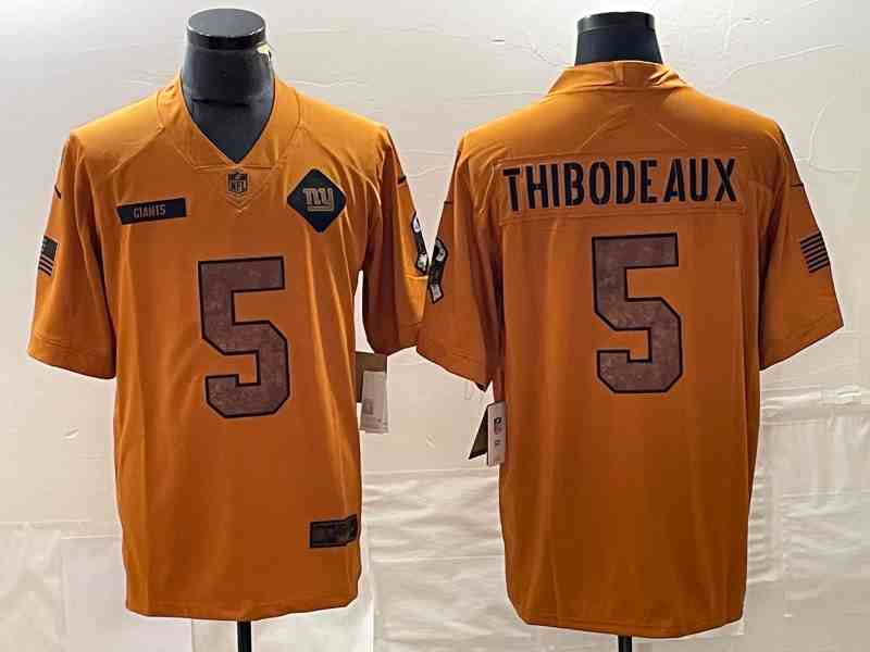 Men's New York Giants #5 Kayvon Thibodeaux 2023 Brown Salute To Service Vapor Untouchable Limited Stitched Jersey