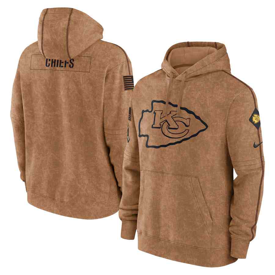 Men's Kansas City Chiefs 2023 Brown Salute To Service Pullover Hoodie
