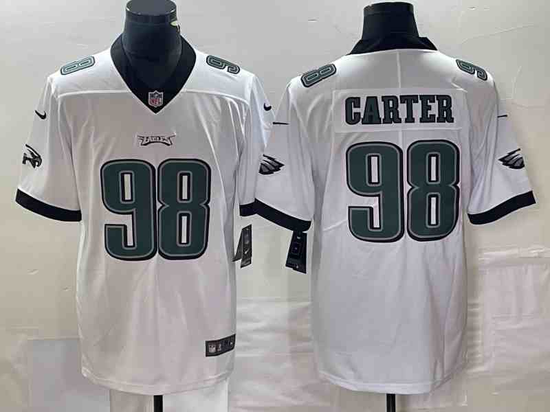 Men's Philadelphia Eagles #98 Jalen Carter White Vapor Limited Stitched Football Jersey