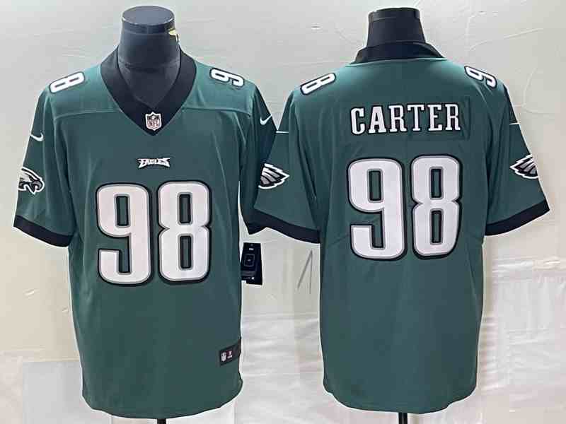 Men's Philadelphia Eagles #98 Jalen Carter Green Vapor Limited Stitched Football Jersey