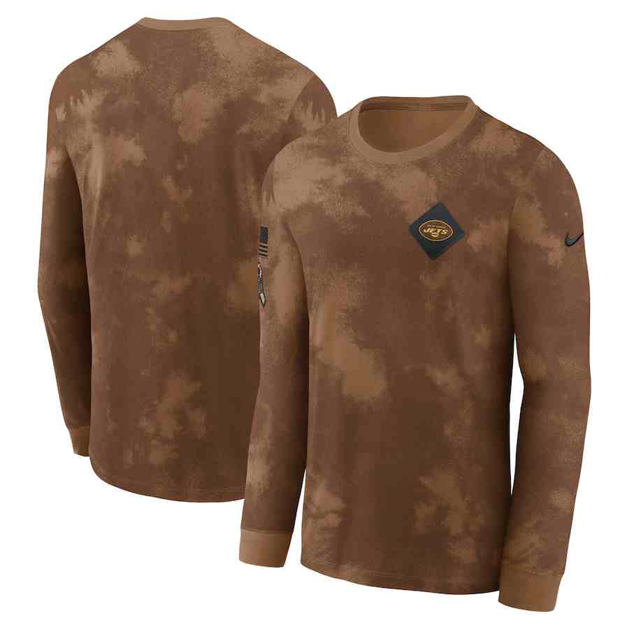 Men's New York Jets Brown 2023 Salute To Service Long Sleeve T-Shirt