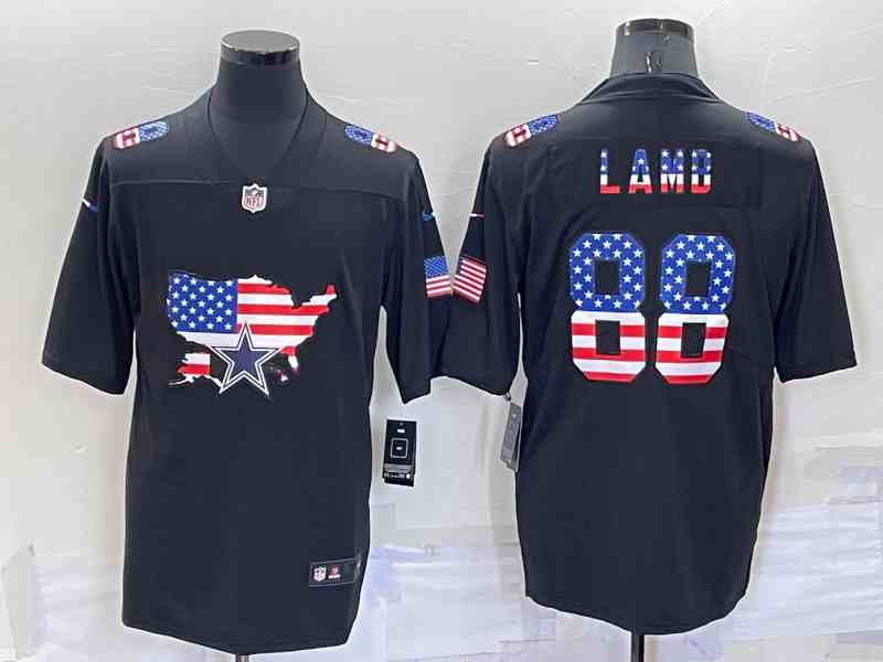 Men's Dallas Cowboys #88 CeeDee Lamb 2022 USA Map Fashion Black Color Rush Stitched Nike Limited Jersey