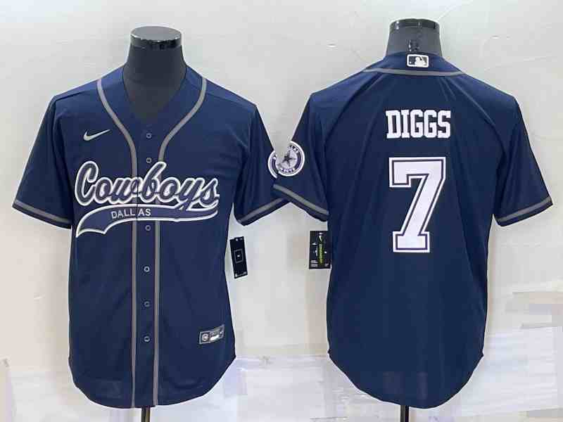 Men's Dallas Cowboys #7 Trevon Diggs Navy Baseball Cool Base Jersey