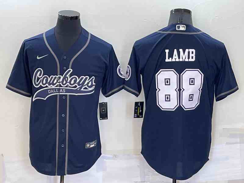 Men's Dallas Cowboys #88 CeeDee Lamb Navy Baseball Cool Base Jersey