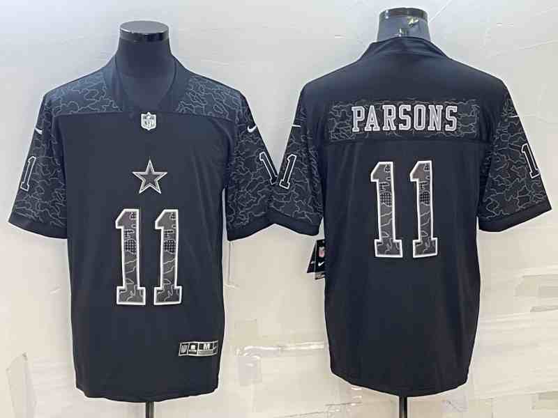 Men's Dallas Cowboys #11 Micah Parsons Black Reflective Limited Stitched Football Jersey