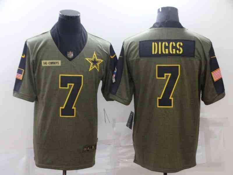 Men's Dallas Cowboys #7 Trevon Diggs 2021 Salute To Service Golden Limited Stitched Jersey