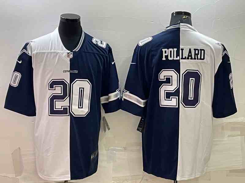 Men's Dallas Cowboys #20 Tony Pollard Navy-White Split Vapor Untouchable Limited Stitched Jersey