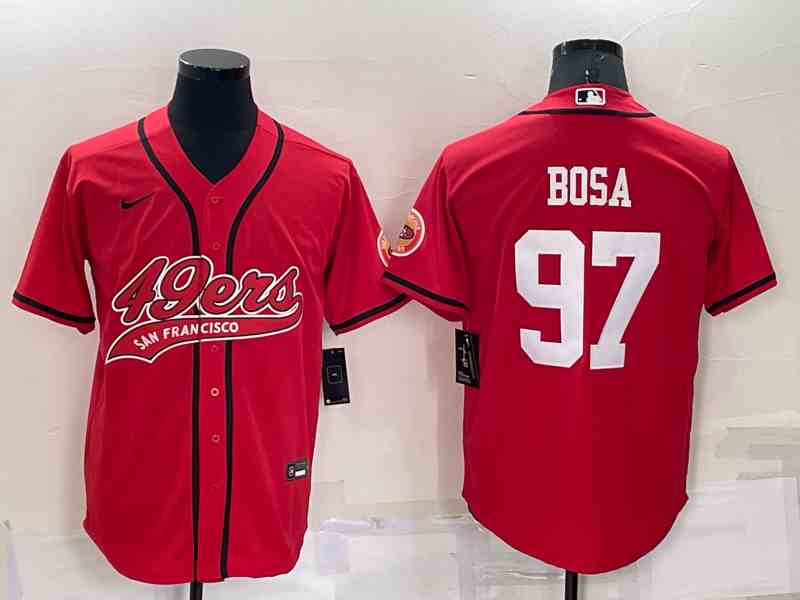 Men's San Francisco 49ers #97 Nick Bosa Red Baseball Cool Base Jersey