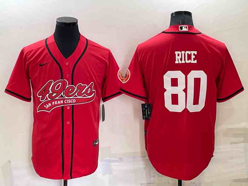 Men's San Francisco 49ers #80 Jerry Rice Red Baseball Cool Base Jersey
