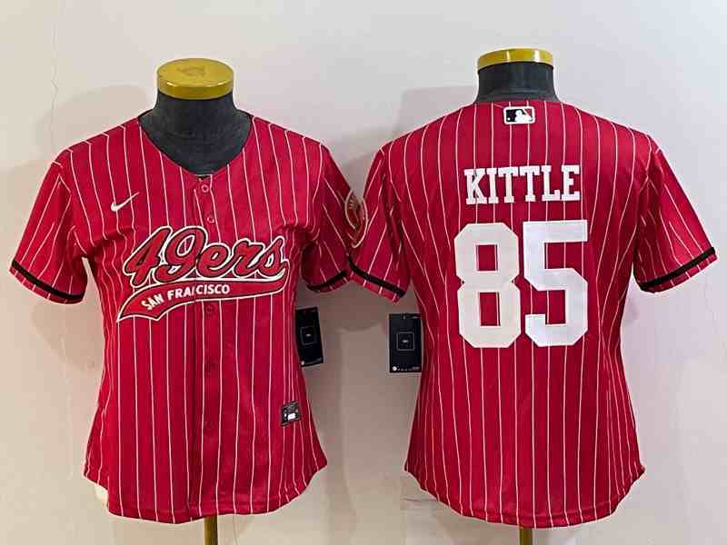 Women's San Francisco 49ers #85 George Kittle Red Baseball Cool Base Jersey
