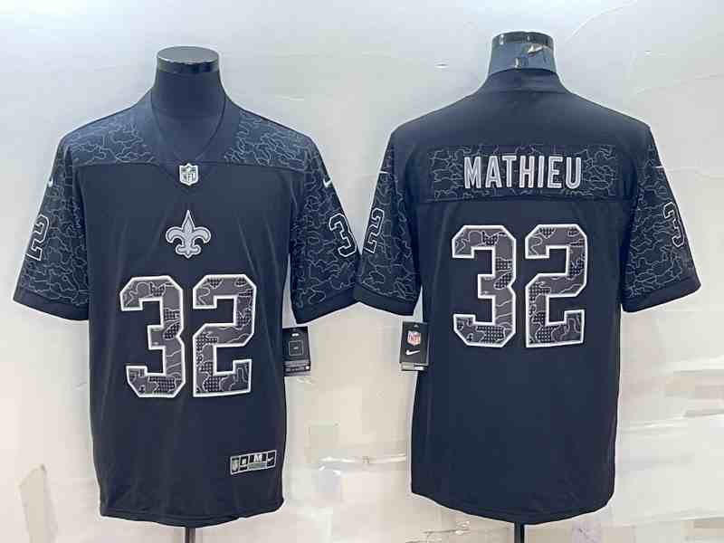 Men's New Orleans Saints #32 Tyrann Mathieu Black Reflective Limited Stitched Football Jersey (2)