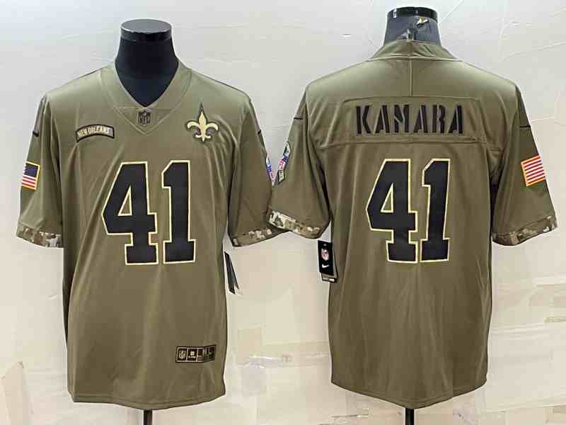 Men's New Orleans Saints #41 Alvin Kamara Olive 2022 Salute To Service Limited Jersey