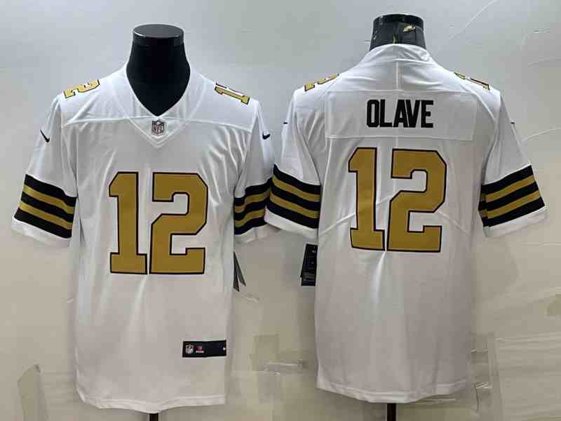 Men's New Orleans Saints #12 Chris Olave White 2022 Color Rush Stitched NFL Nike Limited Jersey