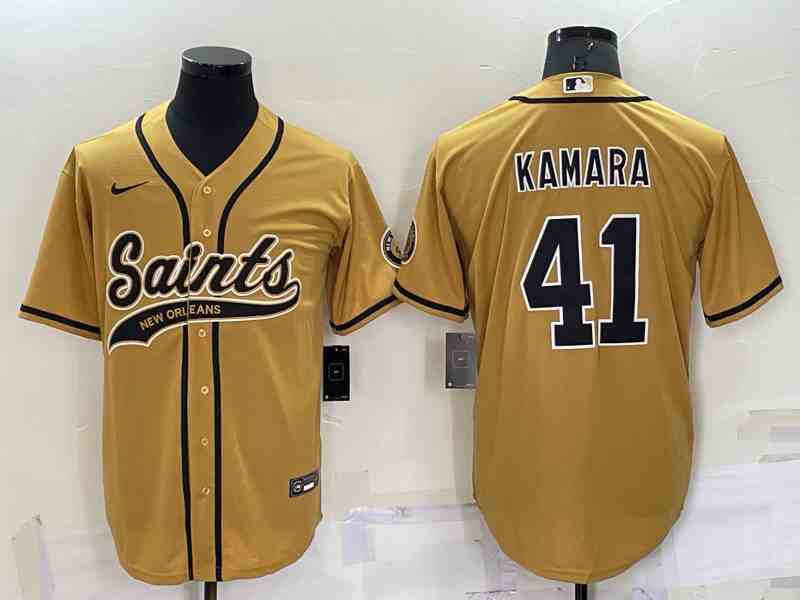 NFL New Orleans Saints #41 Alvin Kamara Gold Baseball Cool Base Jersey