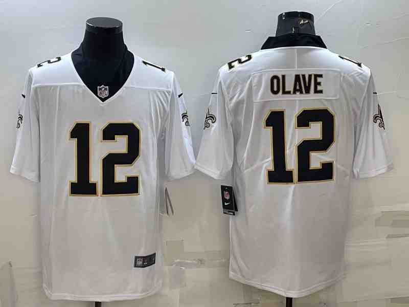 Men's New Orleans Saints #12 Chris Olave White Vapor Limited Jersey