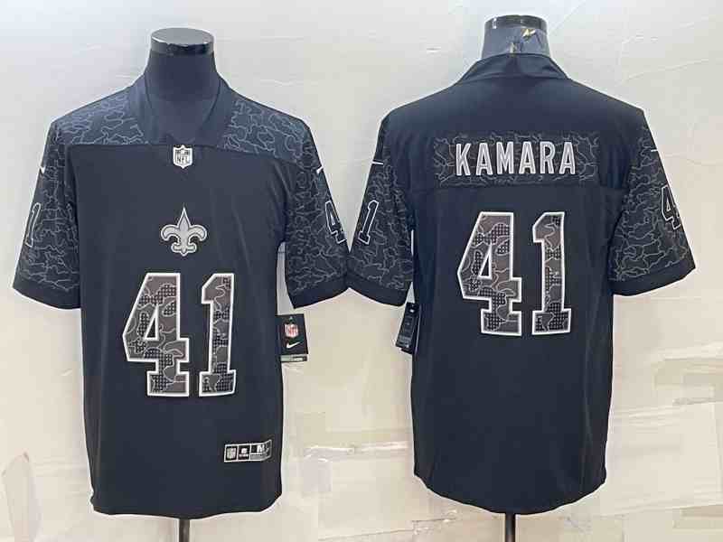 Men's New Orleans Saints #41 Alvin Kamara Black Reflective Limited Stitched Football Jersey (2)