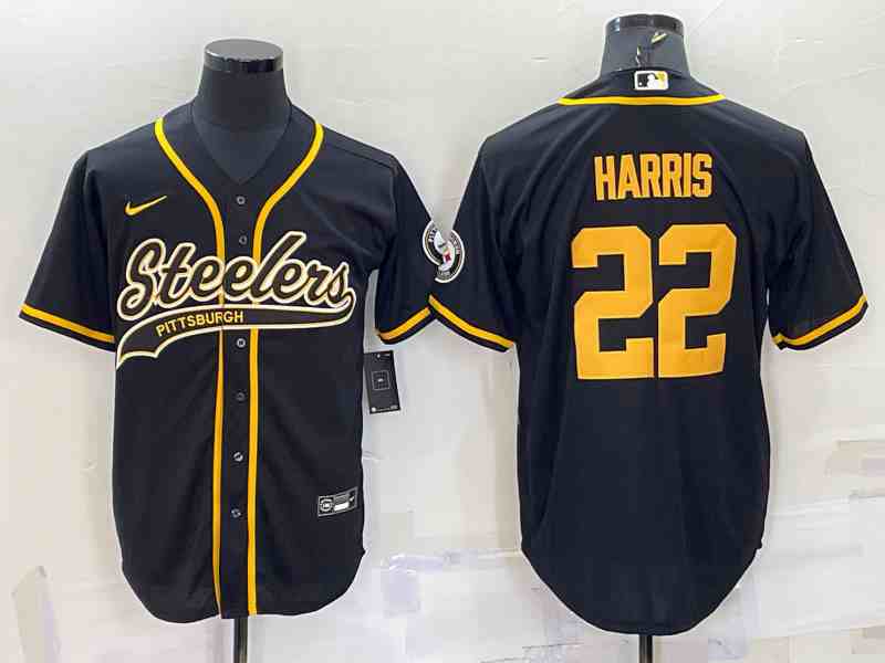 NFL Pittsburgh Steelers #22 Najee Harris Black-Gold Baseball Cool Base Jersey