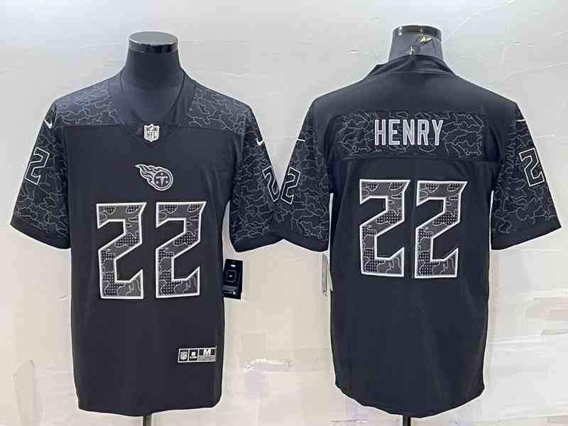 Men's Tennessee Titans #22 Derrick Henry Black Reflective Limited Stitched Football Jersey