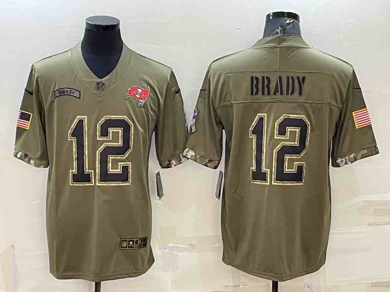 Men's Tampa Bay Buccaneers #12 Tom Brady Nike Olive 2022 Salute To Service Limited Player Jersey