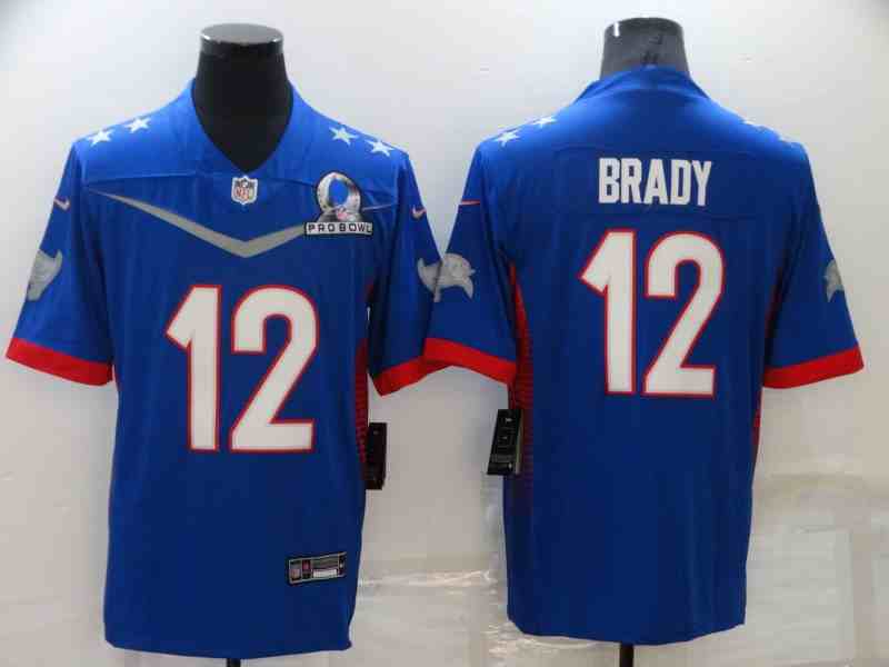 2022 NFC Pro Bowl Tampa Bay Buccaneers #12 Tom Brady Blue Jersey