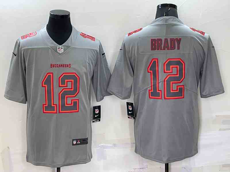 Men's Tampa Bay Buccaneers #12 Tom Brady Grey Atmosphere Fashion Vapor Untouchable Stitched Limited Jersey