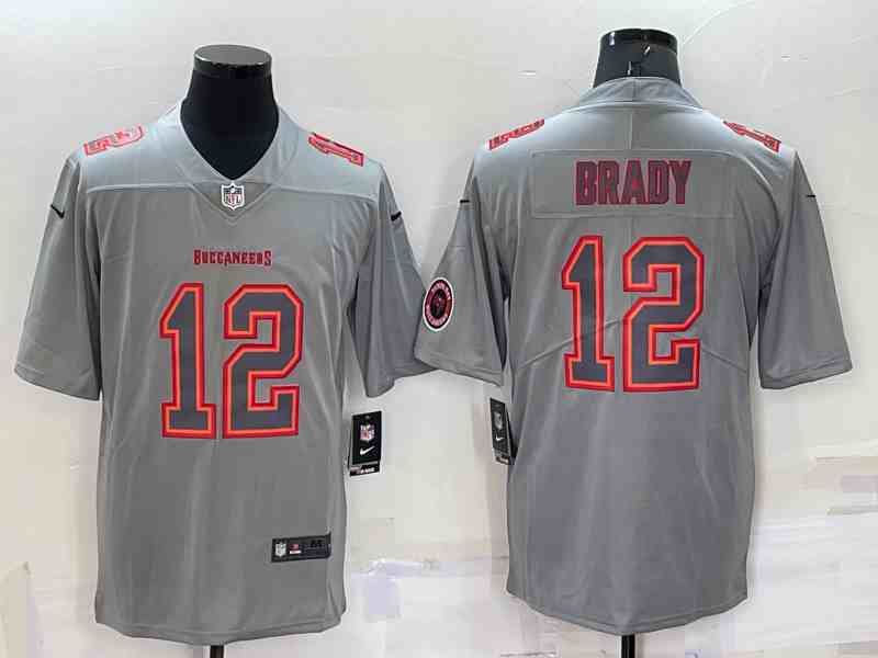 Men's Tampa Bay Buccaneers #12 Tom Brady LOGO Grey Atmosphere Fashion Vapor Untouchable Stitched Limited Jersey