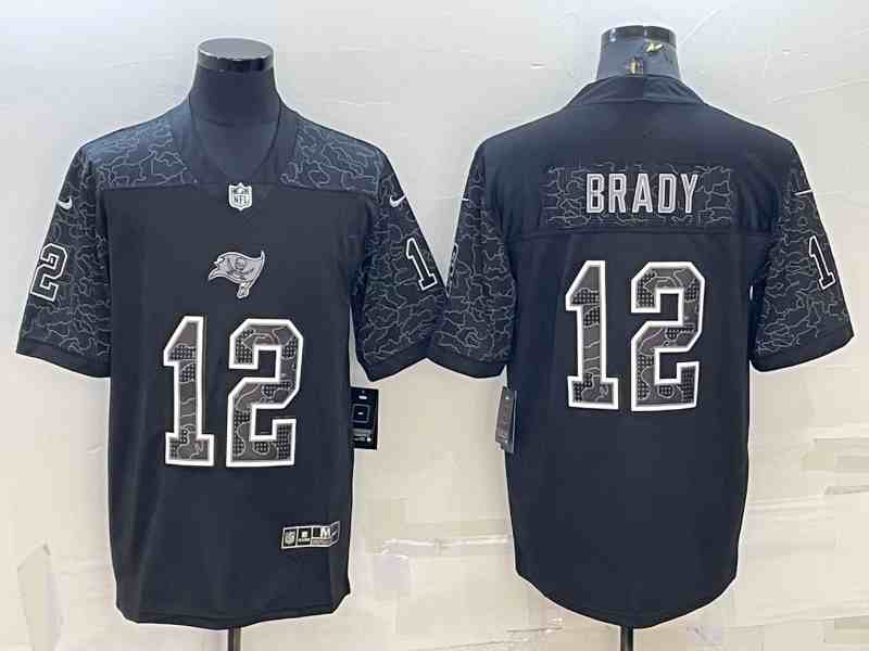 Men's Tampa Bay Buccaneers #12 Tom Brady Black Reflective Limited Stitched Football Jersey (2)