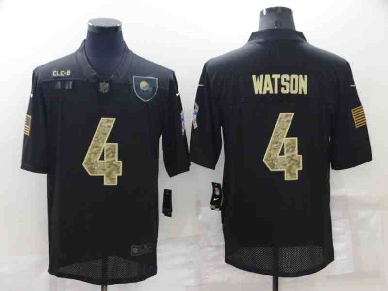 Men's Cleveland Browns #4 Deshaun Watson Black Camo 2020 Salute To Service Stitched NFL Nike Limited Jersey