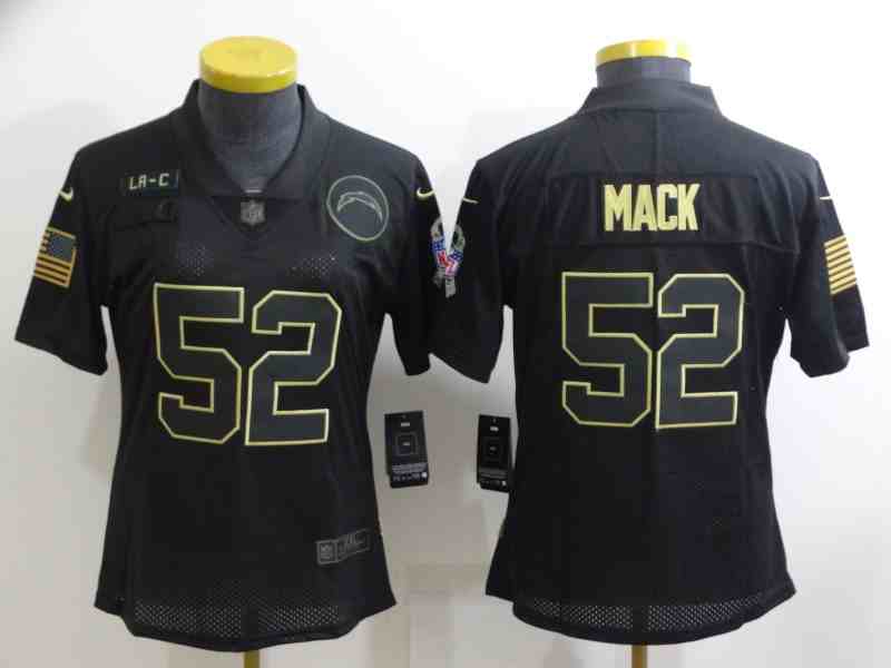 Women's Angeles Chargers #52 Khalil Mack Black 2020 Salute To Service Stitched NFL Nike Limited Jersey