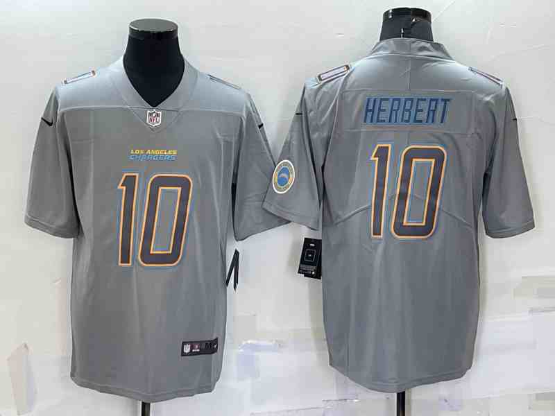 Men's Los Angeles Chargers Justin Herbert LOGO Grey Atmosphere Fashion Vapor Untouchable Stitched Limited Jersey