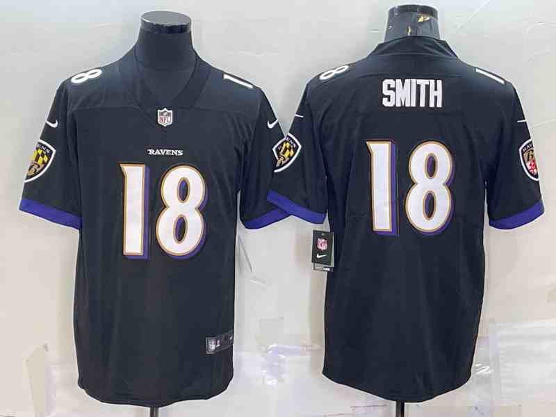 Men's Nike Baltimore Ravens #18 Roquan Smith Black Vapor Limited Jersey