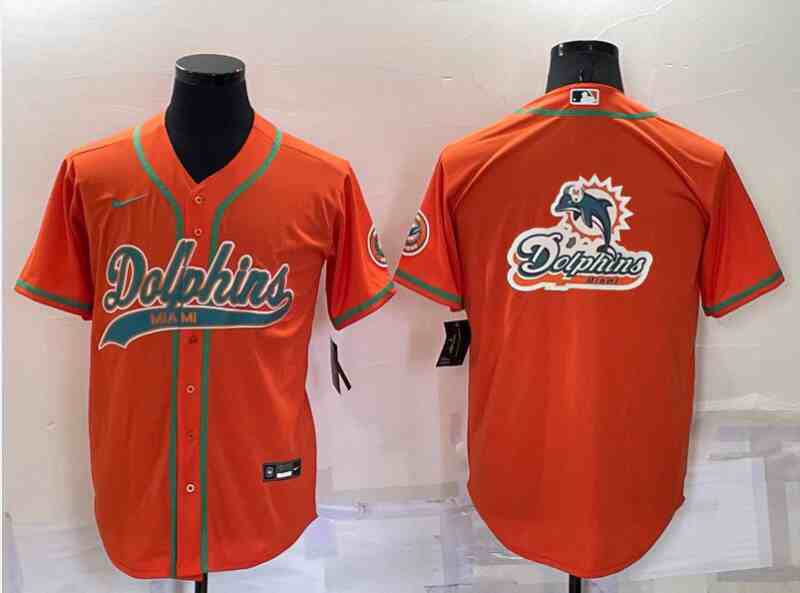 Men's Miami Dolphins Orange Baseball Cool Base Team Jersey