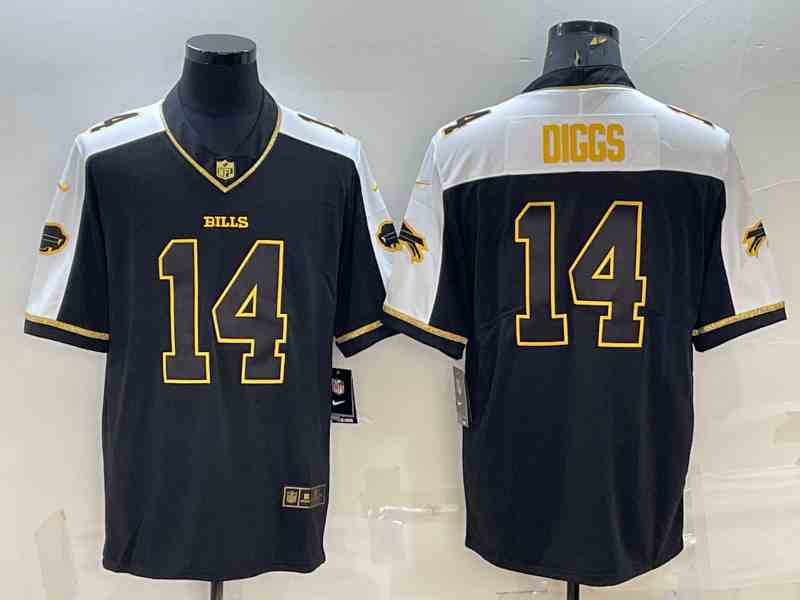 Men's Buffalo Bills #14 Stefon Diggs Black Gold Thanksgiving Vapor Untouchable Limited Stitched Jersey