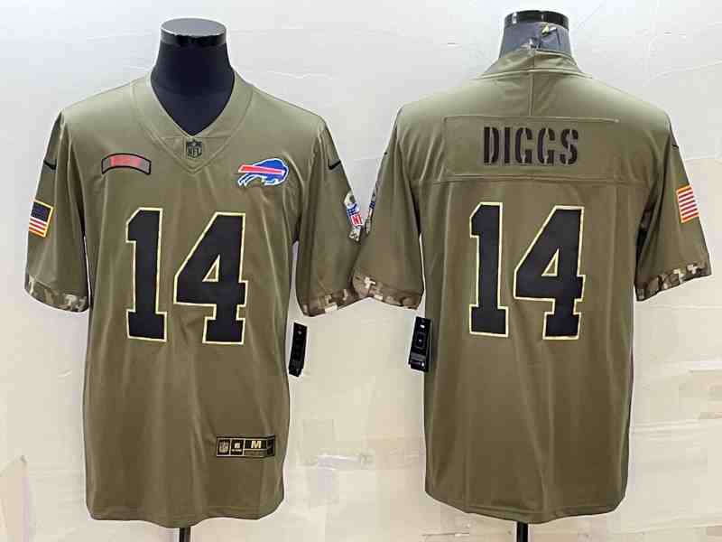 Men's Buffalo Bills #14 Stefon Diggs 2022 Olive Salute To Service Limited Stitched Jersey