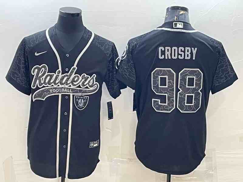 Men's Las Vegas Raiders #98 Maxx Crosby Black Reflective Limited Stitched Football Jersey