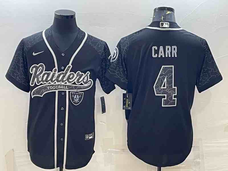 Men's Las Vegas Raiders #4 Derek Carr Black Reflective Limited Stitched Jersey