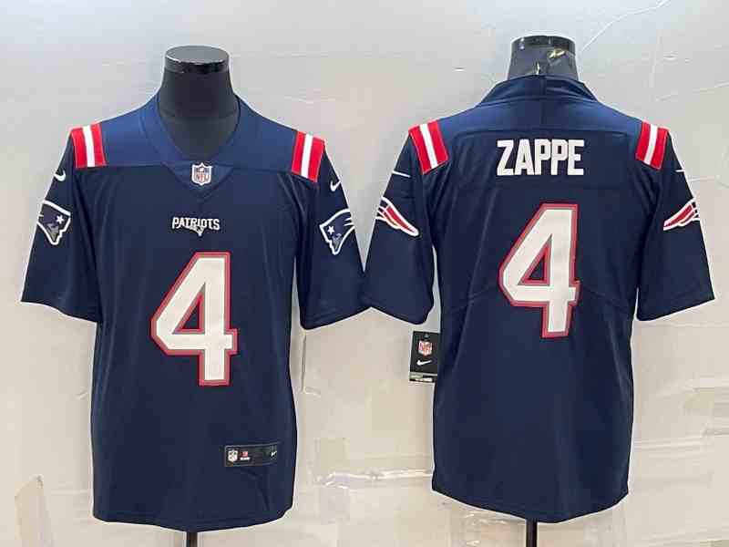 Men's New England Patriots #4 Bailey Zappe Navy Vapor Untouchable Limited Stitched Jersey