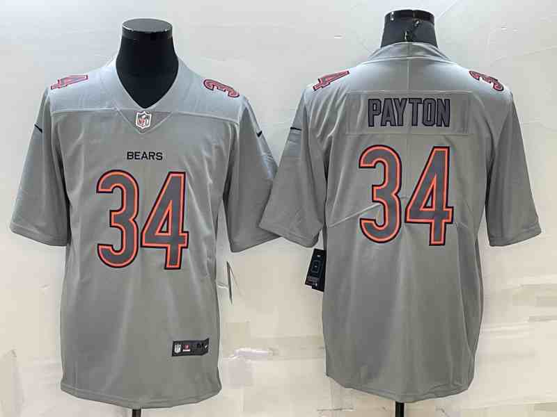 Men's Chicago Bears #34 Walter Payton Grey Atmosphere Fashion 2022 Vapor Untouchable Stitched Limited Jersey
